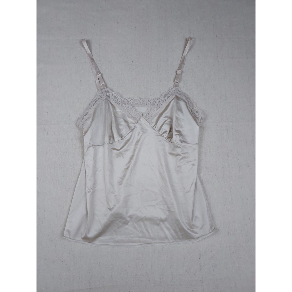 Vintage Deena Womens Size 34 Beige Lace Camisole Cami Top Nylon Made USALingerie